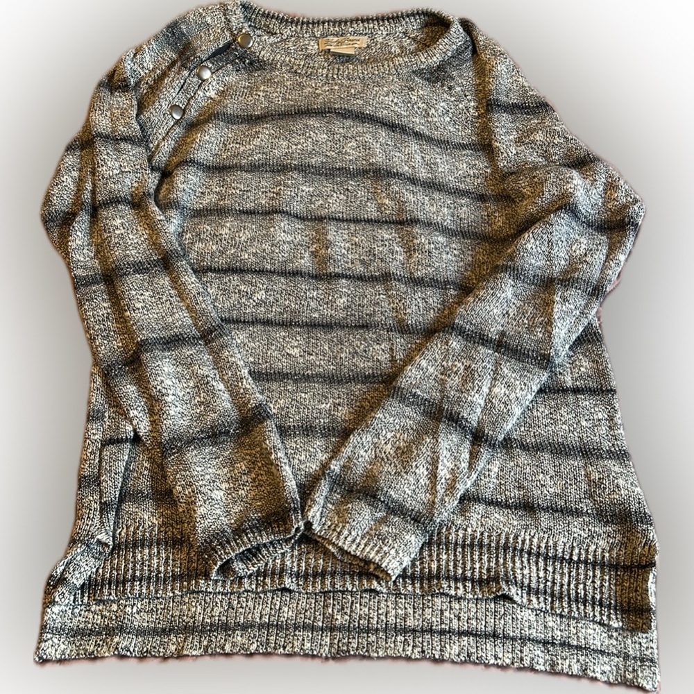 Lucky Brand Striped marled cotton sweater